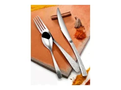 Amefa Cubertería Bongo de 24 piezas de Acero Inoxidable - Diseño Tensado y Martillado - Estuche Premium Plateado Discount