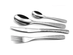 Amefa Cubertería Bongo de 24 piezas de Acero Inoxidable - Diseño Tensado y Martillado - Estuche Premium Plateado Discount