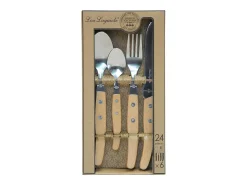 Lou Laguiole Cubertería Canopée de 24 piezas en Madera Natural - Hoja Microdentada Color natural claro Online