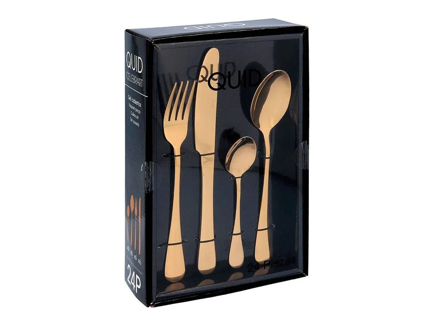 Discount Cubertería Celebrart Quid 24 piezas oro brillo Dorado