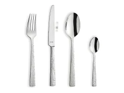 Amefa Cubierto-Cubertería de 24 piezas Felicity Inox Martillado - Set Elegante Plateado