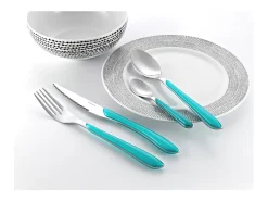 Amefa Cubierto-Cubertería de 24 piezas Eclat Moderna y Brillante Azul turquesa