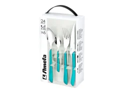 Amefa Cubierto-Cubertería de 24 piezas Eclat Moderna y Brillante Azul turquesa