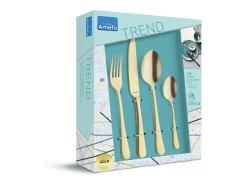Amefa Cubertería de 24 piezas Austin dorada mate de acero inoxidable con acabado satinado PVD Dorado