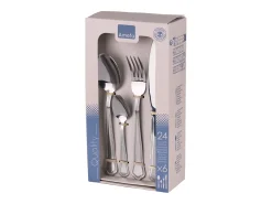 Amefa Cubierto-Cubertería de 24 piezas Contour Urfé en Acero Inoxidable Brillante - Estilo Vintage Encanto Plateado