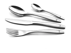 Lou Laguiole Cubierto-Cubertería de 50 piezas Figure de Acero Inoxidable - Acabado Brillante Plateado