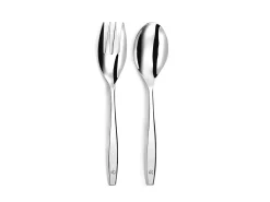 Lou Laguiole Cubierto-Cubertería de 50 piezas Figure de Acero Inoxidable - Acabado Brillante Plateado