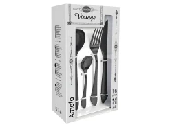 Amefa Cubierto-Cubertería de 16 piezas Instinct Noir Mat - Cubiertos de Acero Inoxidable Negro