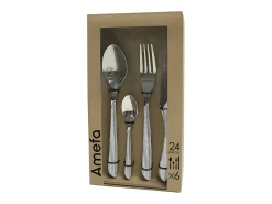 New Amefa Cubertería Eclat Nature de 24 piezas en madera gris para 6 personas Gris claro