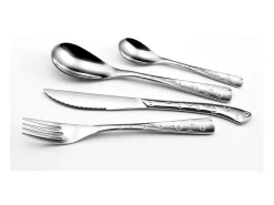 Amefa Cubierto-Cubertería Flocon 24 piezas Acero Inoxidable Brillante - Juego de Cubiertos Grabados con Estuche Plateado