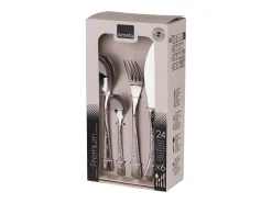 Amefa Cubierto-Cubertería Flocon 24 piezas Acero Inoxidable Brillante - Juego de Cubiertos Grabados con Estuche Plateado