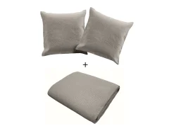 Douceur d'intérieur Ropa De Cama-Cubre Cama Acolchado y 2 Fundas de Almohada Romane Gris