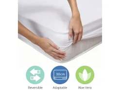 Cambia tus muebles Ropa De Cama-Cubrecolchón de 150x190 cm hipoalergénico de microfibra extra suave en color blanco Alisa