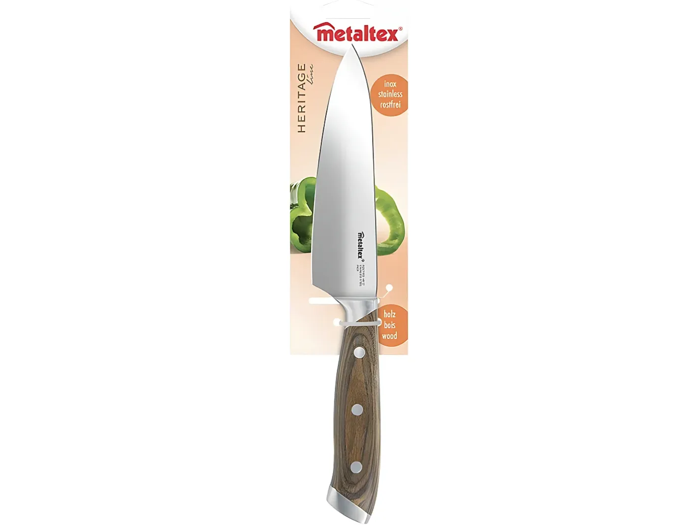 Hot METALTEX Cuchillo de Chef HERITAGE 15 cm Madera Pakka Acero Inoxidable Molibdeno-Vanadio