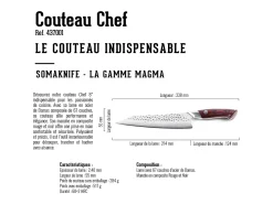 Somagic Cubierto-Cuchillo de cocinero de 8 pulgadas, gama Magma - Rojo