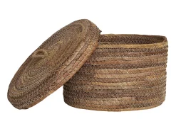 Les Tendances DESIO Set van 2 opbergmanden met deksel – natuurlijke jute Marru00f3n New