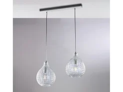 Diamante - Pista blanca y cromo con cristal transparente decorado y cables orientables, 2 luces Blanco New
