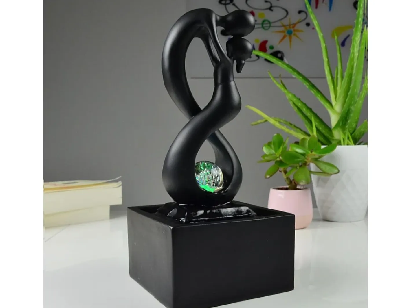 Zen Light Diseño de fuentes de interior con iluminación LED Amor Negro Hot