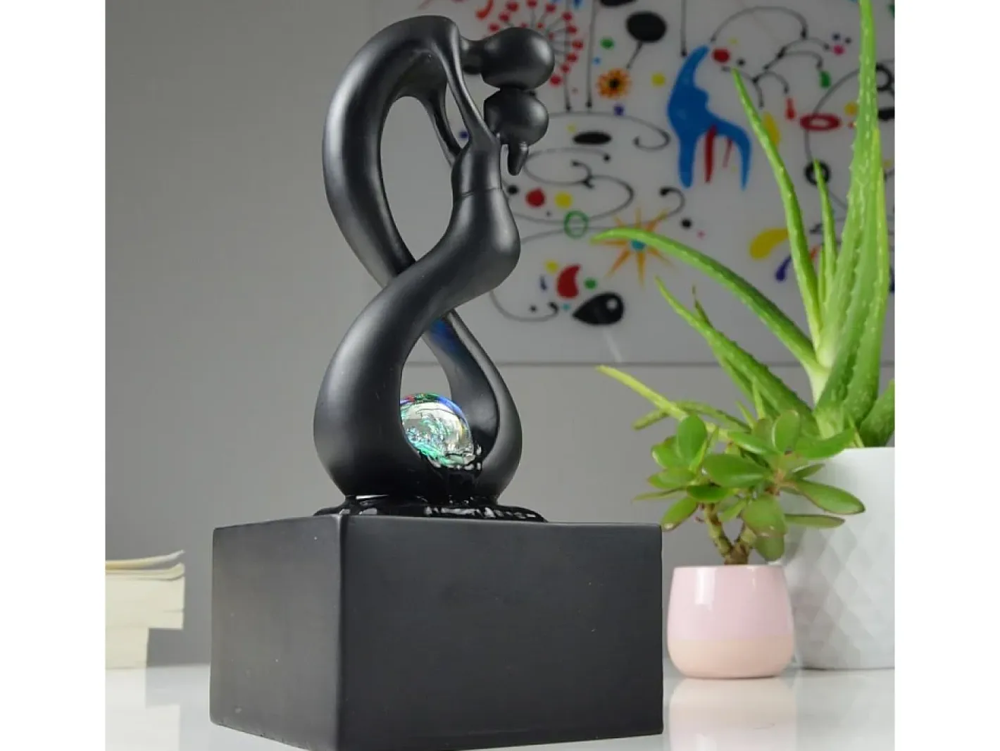 Zen Light Diseño de fuentes de interior con iluminación LED Amor Negro Hot