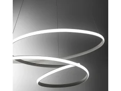 Diva - Lámpara colgante LED regulable 80W - Diseño moderno en aluminio titanio, luz cálida 3000K, anillos entrelazados d.85cm Gris Sale