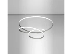 Lámpara Suspendida-Diva - Lámpara colgante LED regulable 39W - Diseño moderno en aluminio titanio, luz cálida 3000K, anillos entrelazados d.50cm Gris