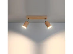 Sollux Lighting Doppio Faretto Incasso Luce Legno Naturale GU10 Foco empotrado Twin Madera Natural GU10 Marru00f3n Outlet