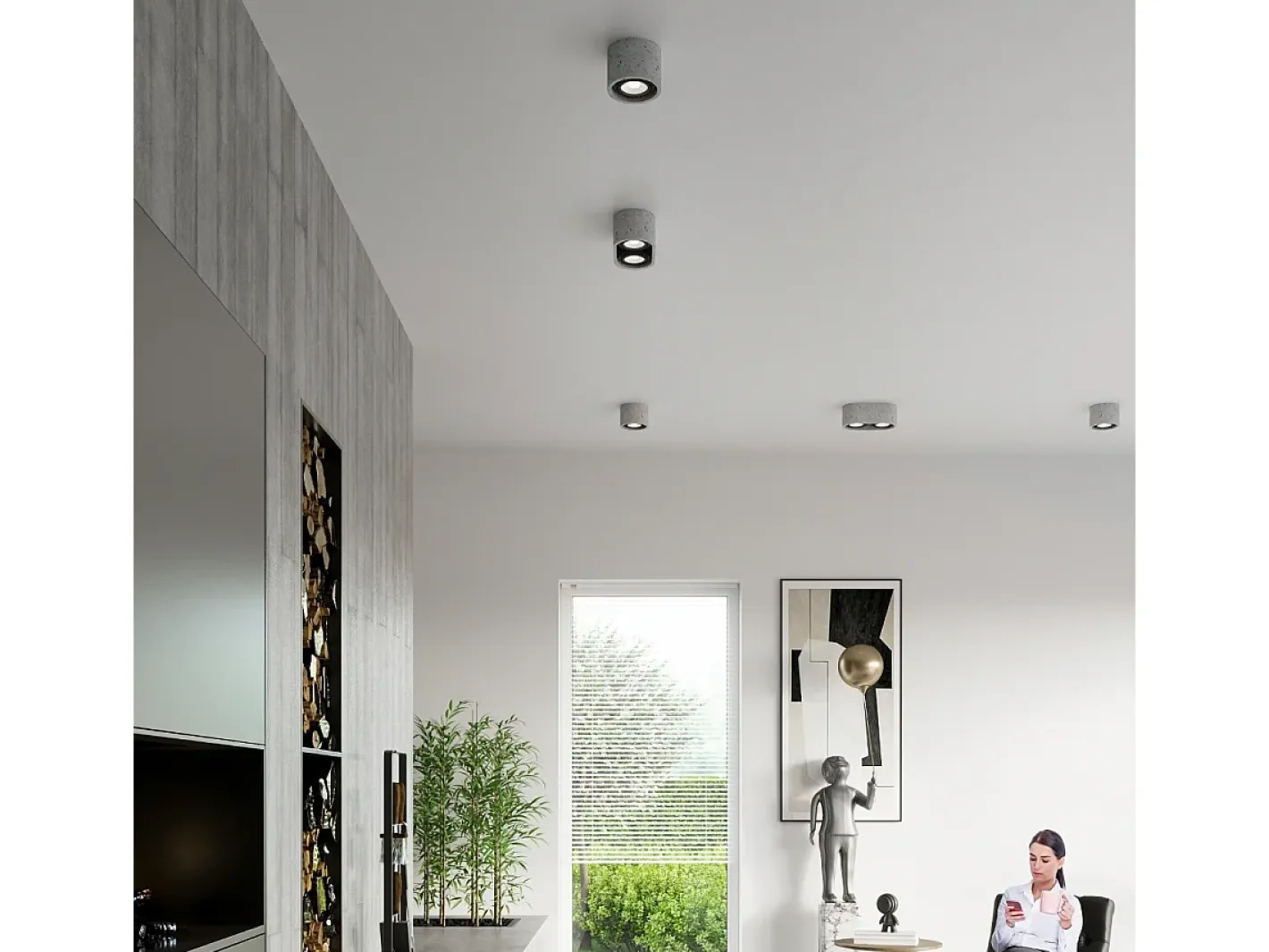 Sollux Lighting Plafón-Downlight a plafone Round Flush Grigio chiaro GU10 Focos empotrables de superficie Redondos Empotrado Claro GU10 Gris