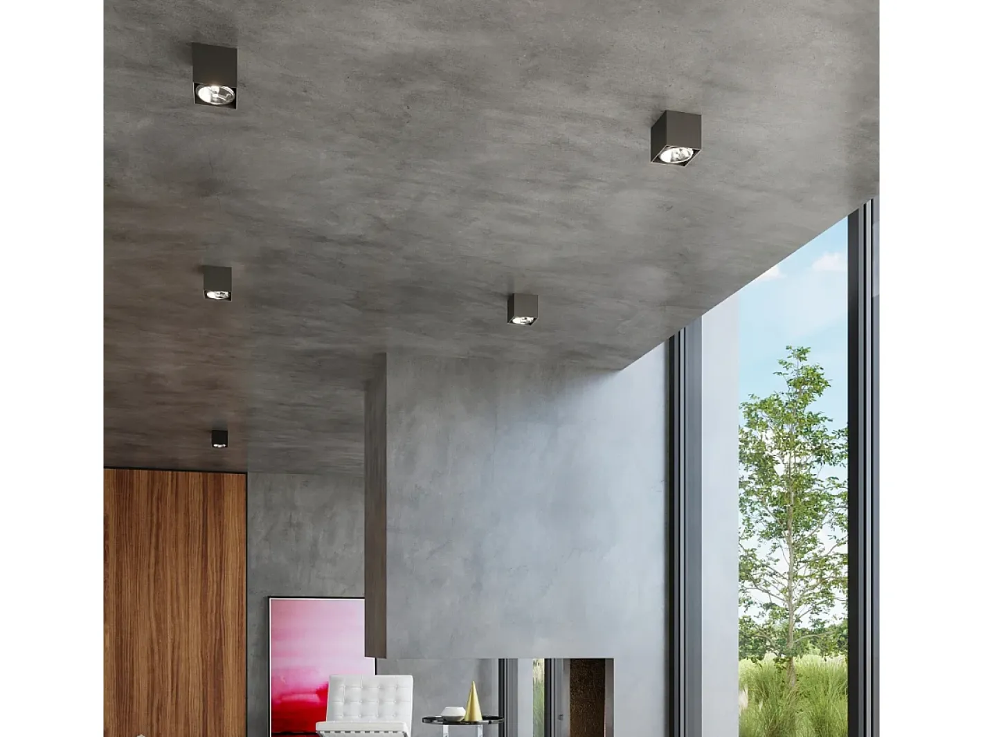 Sollux Lighting Plafón-Downlight a plafone Square Flush Light Nero GU10 Focos empotrables de superficie Foco empotrado cuadrado GU10 Negro
