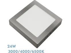 AKUNADECOR Plafón-Downlight Cuadrado Gabro Niquel Led 24w 3000k-4000k-6500k Plateado