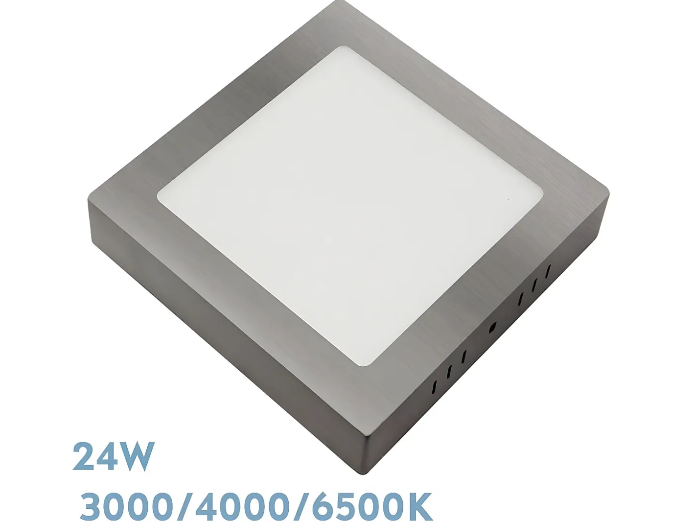 AKUNADECOR Plafón-Downlight Cuadrado Gabro Niquel Led 24w 3000k-4000k-6500k Plateado