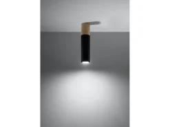 Sollux Lighting Plafón-Downlight da superficie Flush Light Nero, legno naturale GU10 Focos empotrables de superficie Flush Light , Madera natural GU10 Negro