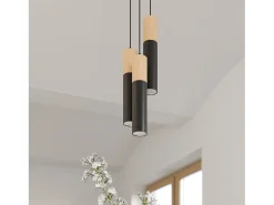 Sollux Lighting Plafón-Downlight da superficie Flush Light Nero, legno naturale GU10 Focos empotrables de superficie Flush Light , Madera natural GU10 Negro