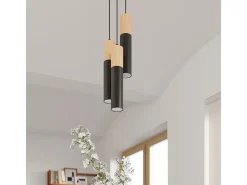 Sollux Lighting Plafón-Downlight da superficie Flush Light Nero, legno naturale GU10 Focos empotrables de superficie Flush Light , Madera natural GU10 Negro
