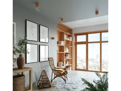 Clearance Sollux Lighting Downlight da superficie Flush Light in legno naturale E27 Focos empotrables de superficie Flush Light Madera natural E27 Marru00f3n