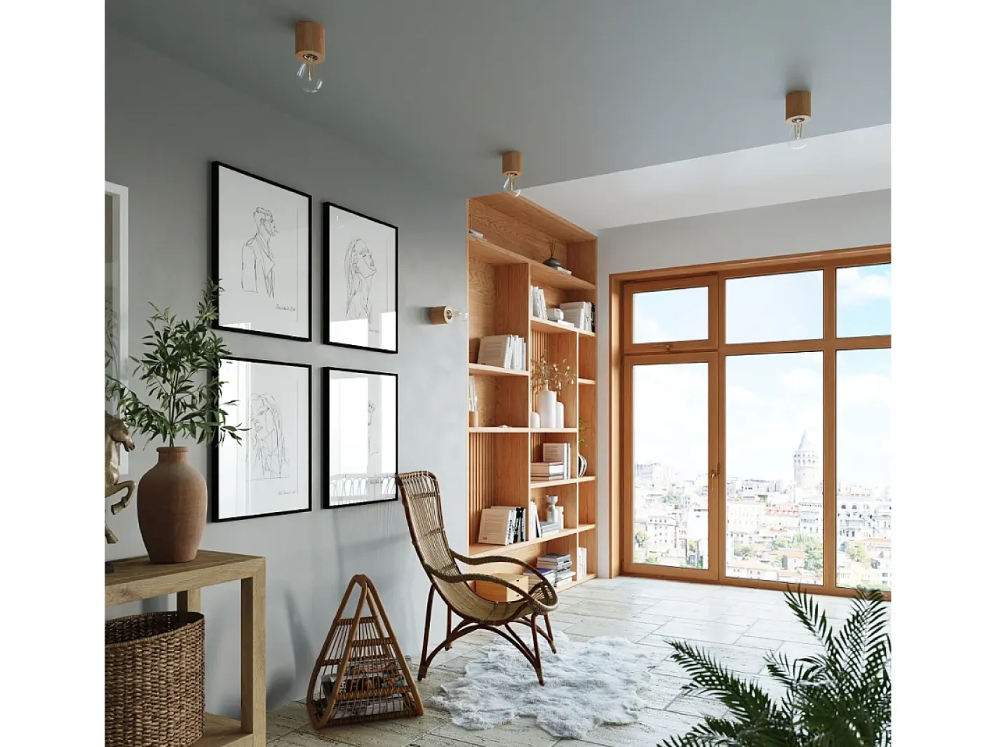 Clearance Sollux Lighting Downlight da superficie Flush Light in legno naturale E27 Focos empotrables de superficie Flush Light Madera natural E27 Marru00f3n