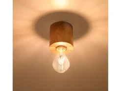 Clearance Sollux Lighting Downlight da superficie Flush Light in legno naturale E27 Focos empotrables de superficie Flush Light Madera natural E27 Marru00f3n