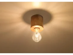 Clearance Sollux Lighting Downlight da superficie Flush Light in legno naturale E27 Focos empotrables de superficie Flush Light Madera natural E27 Marru00f3n