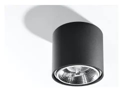 Outlet Sollux Lighting Downlight da superficie Round Flush Light Nero GU10 Focos empotrables de superficie Foco empotrado redondo GU10 Negro