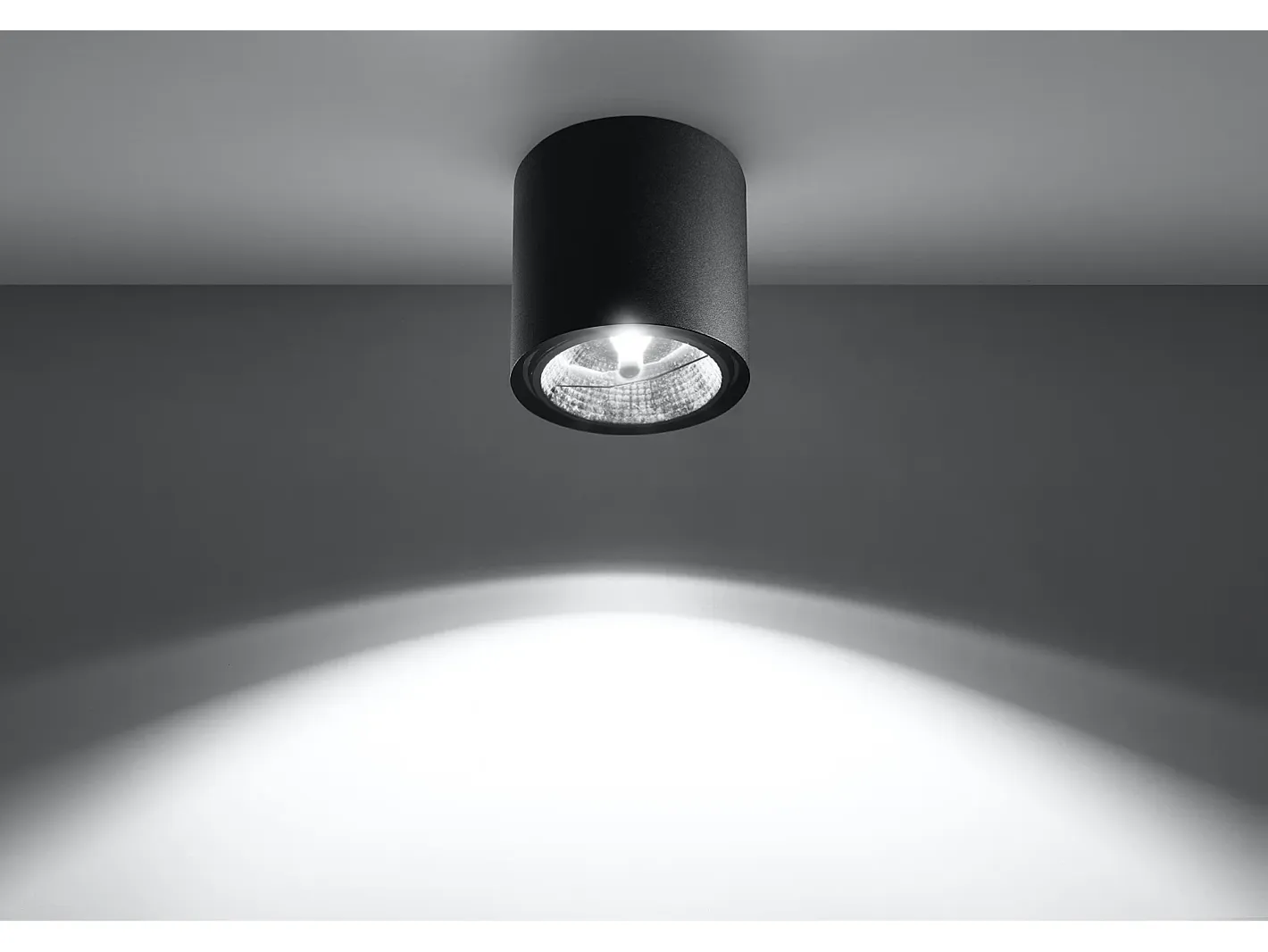 Outlet Sollux Lighting Downlight da superficie Round Flush Light Nero GU10 Focos empotrables de superficie Foco empotrado redondo GU10 Negro