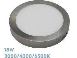 AKUNADECOR Downlight Niquel Modelo Diorita Redondo 18w 3000k-4000k-6500k Plateado Clearance