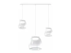 Discount Drum Sosp. Rettangolare Bianco 3 Luci Vetri 2 Pic. + 1 Gr. Decoro Bianco Blanco