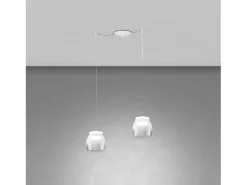 Drum Sosp. Spostabile Bianco 2 Luci Vetri Piccoli Decoro Bianco Blanco Discount