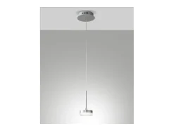 Hot Dunk - Lámpara colgante individual en aluminio satinado de Fabas Luce - LED regulable de 8 W, diseño moderno Gris