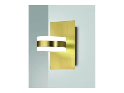 Best Dunk - Lámpara de pared redonda Fabas Luce de 2 luces - Aplique LED regulable de 16 W - Latón satinado Amarillo