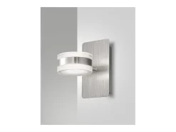 Aplique Para Pared-Dunk - Lámpara de pared redonda Fabas Luce de 2 luces - Aplique LED regulable de 16 W - Aluminio cepillado Gris