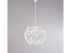 Edera - Lámpara de araña de hierro lacado en con decoración. Lámpara shabby chic con pedrería de cristal, 3 luces, 105 cm, Ø50 cm, BL50-3-BCO Blanco Outlet