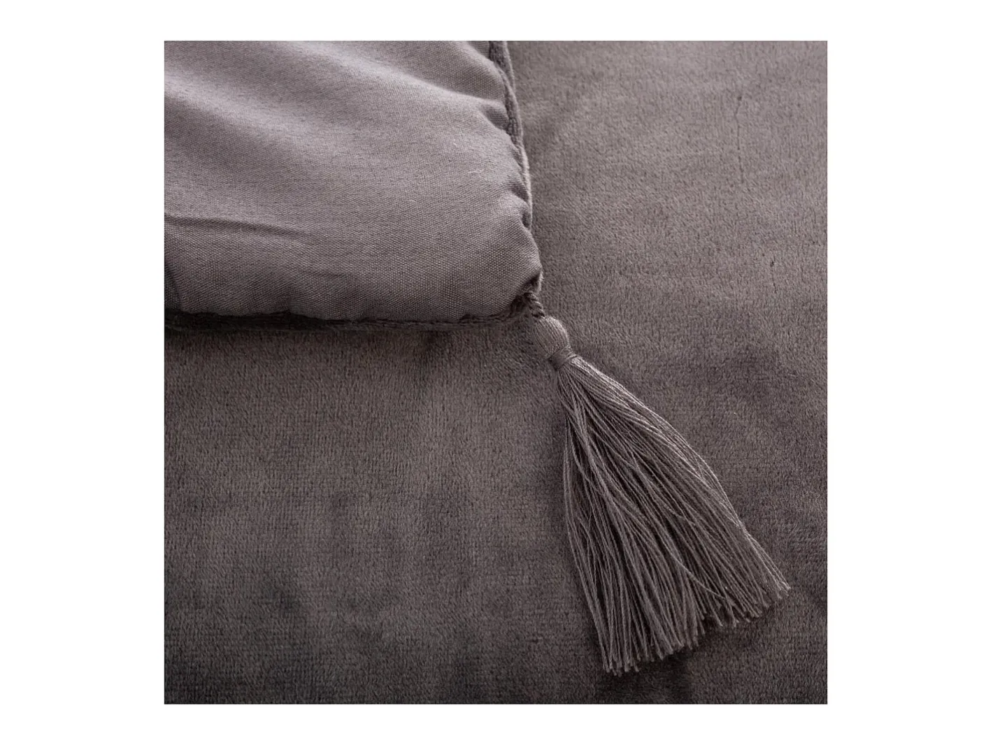 Atmosphera Edredón de terciopelo con borlas 80 x 180 cm Gris