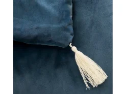 Atmosphera Edredón de terciopelo con borlas 80 x 180 cm Azul Discount