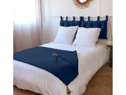DECOSTAR Ropa De Cama-Edredón Panama con borlas de yute Azul oscuro
