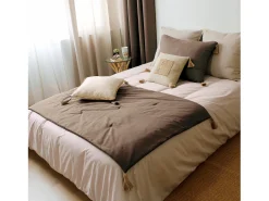 DECOSTAR Ropa De Cama-Edredón Panama con borlas de yute Beige